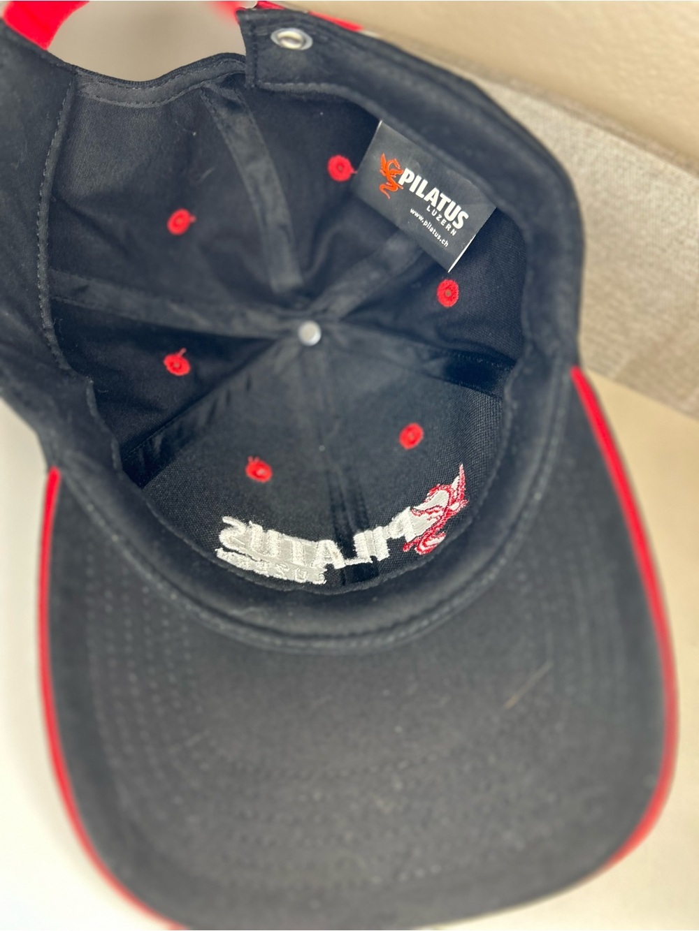 Pilatus Luzern Switzerland Red Dragon Embroidered Cotton Cap NEW - Picture 6 of 11